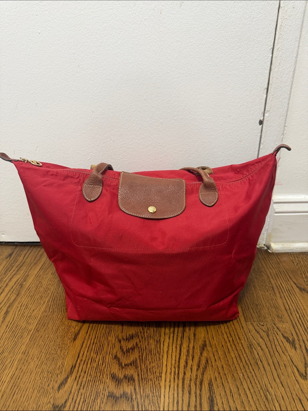 Longchamp Large Le Pliage Red Tote - Picture 2 of 8